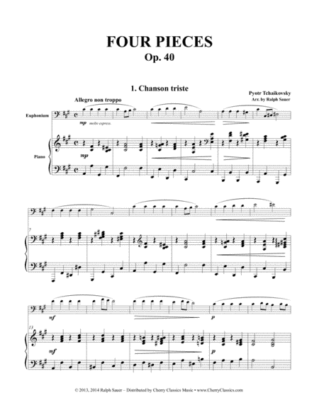 Four Pieces Op. 40 for Euphonium and Piano (arr. Sauer, Ralph)