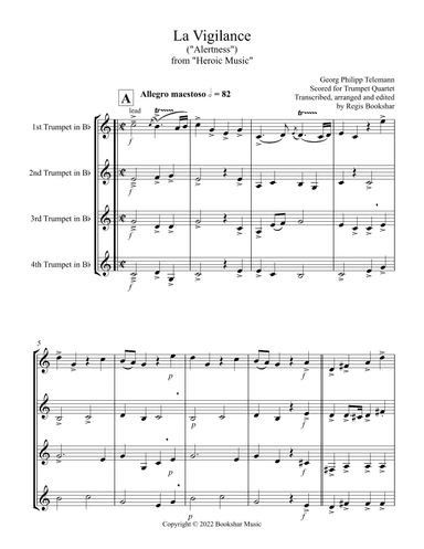 La Vigilance (from "Heroic Music") (Bb) (Trumpet Quartet) (arr. Regis Bookshar)