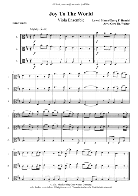 Joy To The World (arr. Gert Th. Walter)