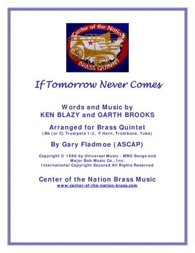 If Tomorrow Never Comes (arr. Gary Fladmoe (ASCAP))