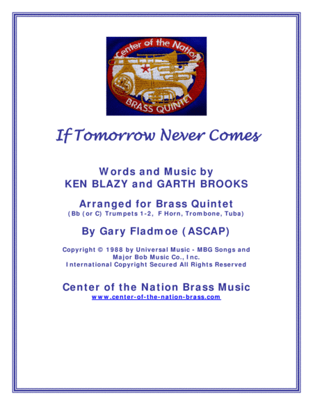 If Tomorrow Never Comes (arr. Gary Fladmoe (ASCAP))