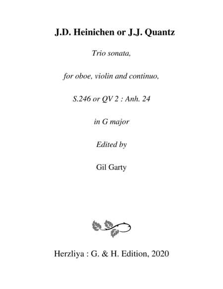Trio sonata S.246 (QV 2 Anh. 24) for oboe, violin and continuo in G major (arr. Gil Garty)