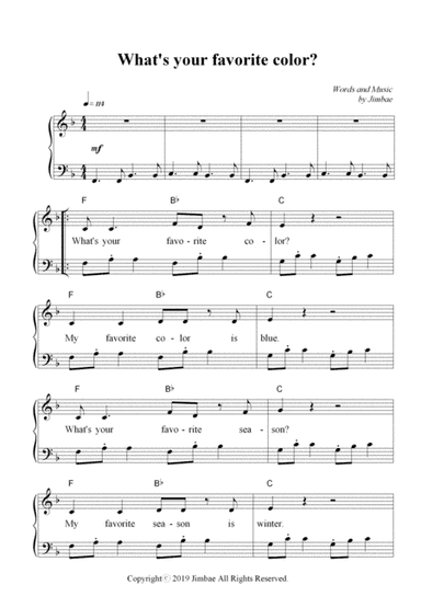 What's your favorite color? (Nursery Rhymes for Easy Piano)