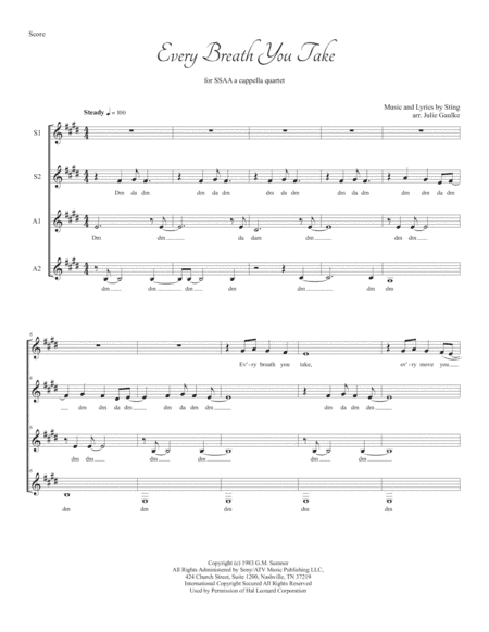 Every Breath You Take (arr. Julie Gaulke)