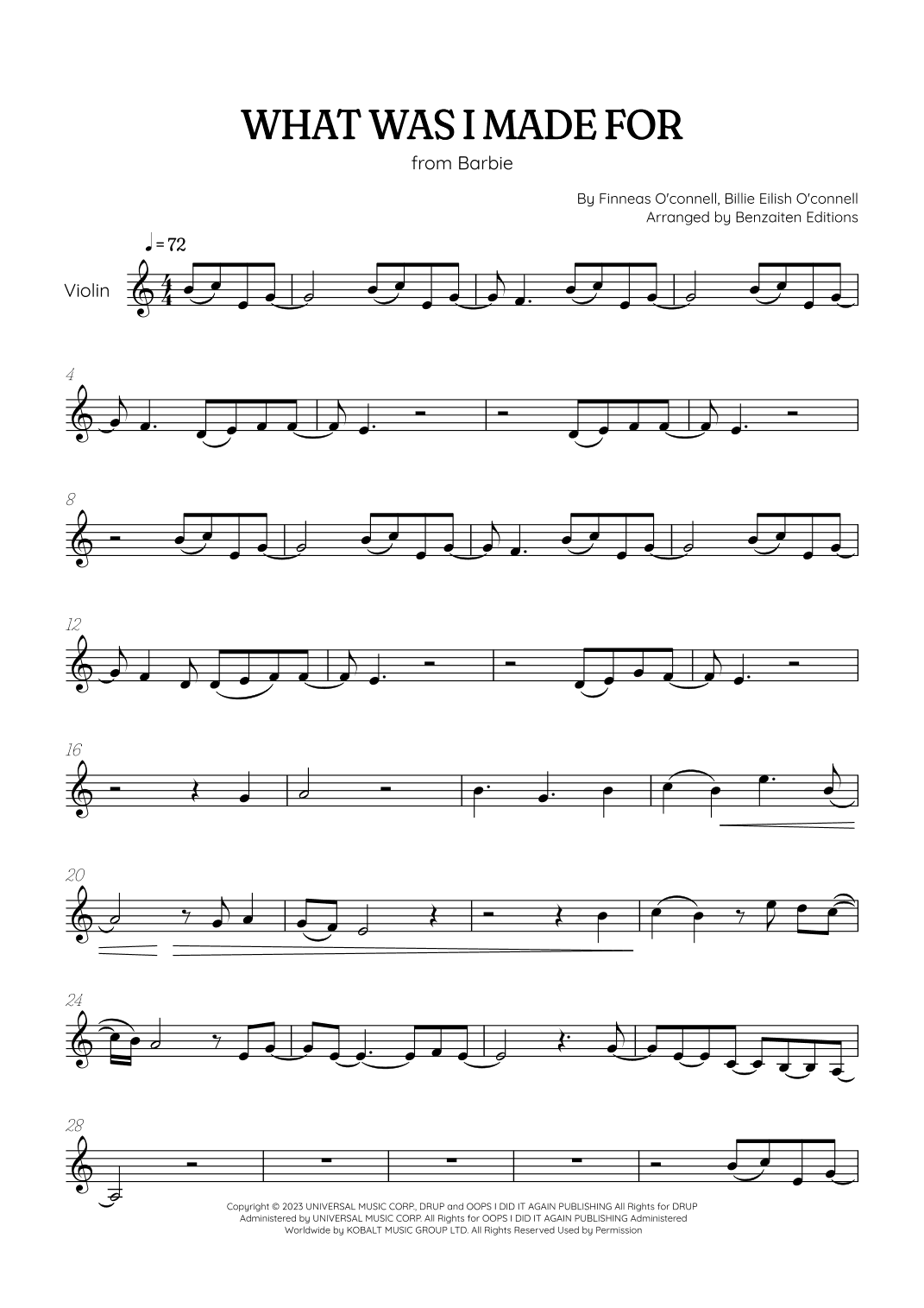 What Was I Made For? (arr. Benzaiten Editions)
