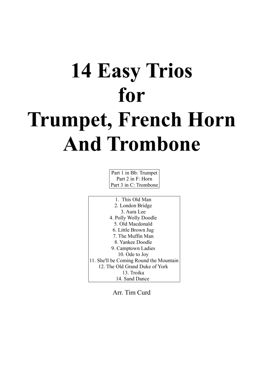 14 Easy Trios For Trumpet, French Horn And Trombone (arr. Curd)