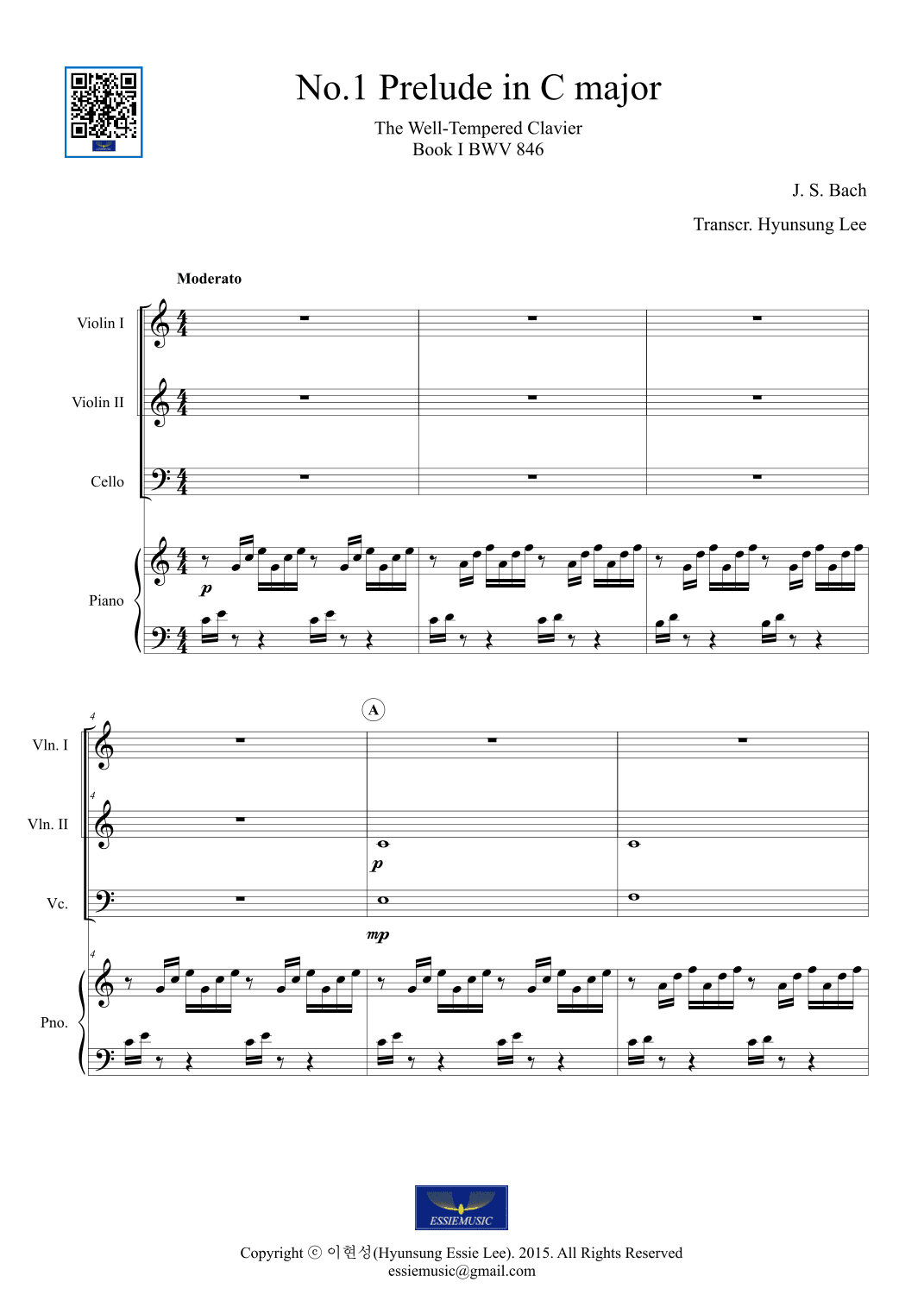 Bach Prelude No.1 for 2vn,1vc,pno (arr. Hyunsung Essie Lee)
