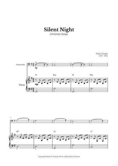 Silent Night for Easy Cello and Piano (arr. Marcos Soares)