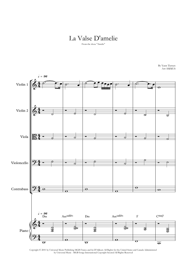 La Valse D'amelie (arr. SMMUS)