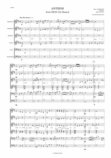 Anthem (from Chess) (arr. Ben Nicholson, Nicholson's Music)