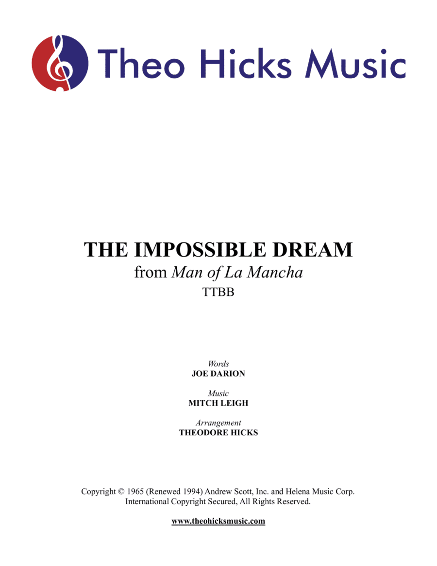The Impossible Dream (the Quest) (arr. Theodore Hicks)