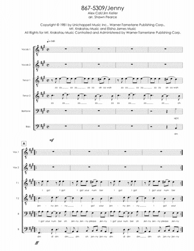 867-5309/jenny (arr. Shawn Pearce)