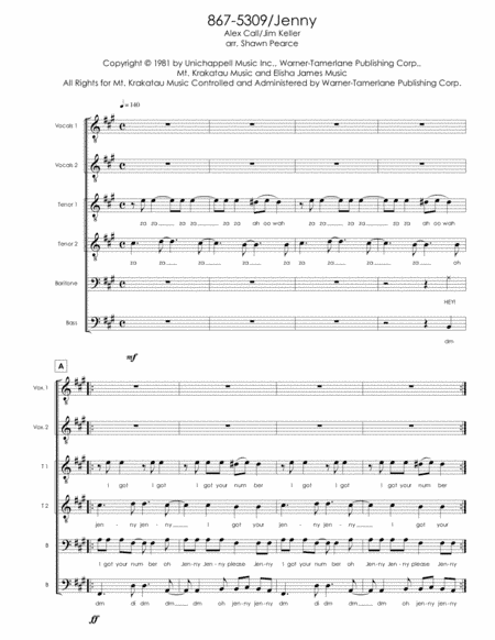 867-5309/jenny (arr. Shawn Pearce)