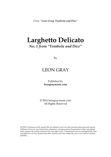 Larghetto Delicato, Tombola and Dice (No. 1), Leon Gray