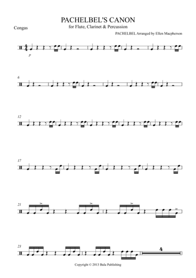 Pachelbel's Cannon - for Flute, Clarinet & Percussion - PERCUSSION 4  - CONGAS (arr. Ellen Macpherson)