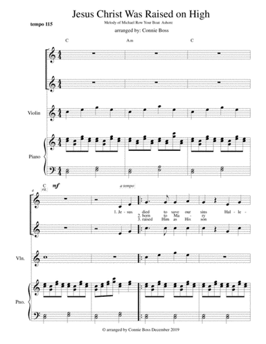 Jesus Christ Was Raised On High - violin, vocal duet and piano (arr. Connie Boss)