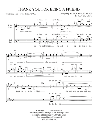 Thank You For Being A Friend (arr. Patrick McAlexander)