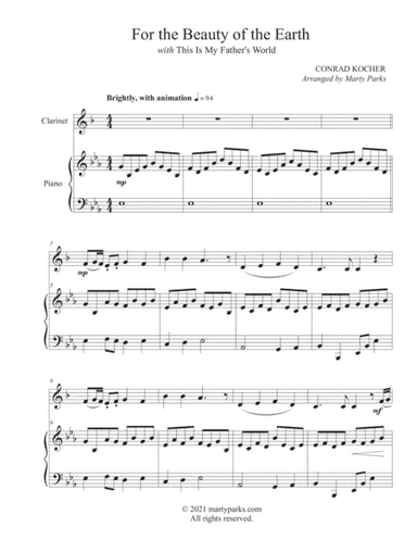 For the Beauty of the Earth (Clarinet-Piano) (arr. Marty Parks)