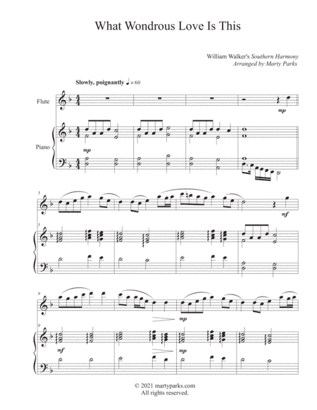 What Wondrous Love is This (Flute-Piano) (arr. Marty Parks)
