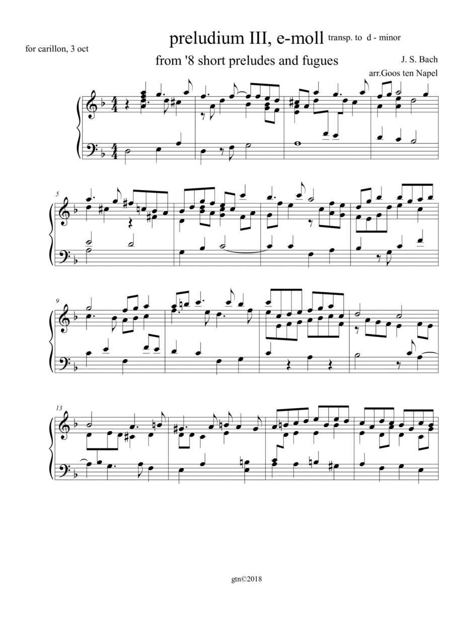 Preludium III for carillon (arr. Goos ten Napel)