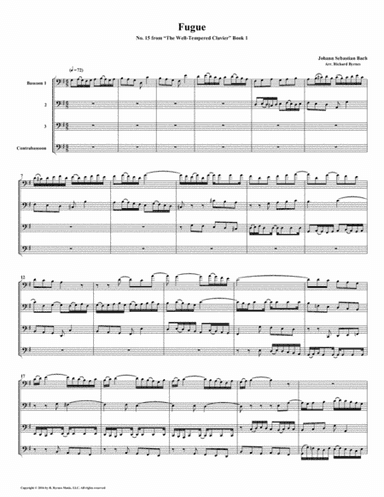 Fugue 15 from Well-Tempered Clavier, Book 1 (Bassoon Quartet) (arr. Richard Byrnes)