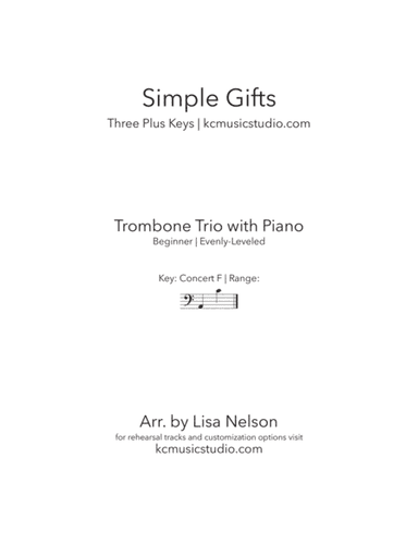 Simple Gifts - Trombone Trio with Piano Accompaniment (arr. Lisa Nelson)