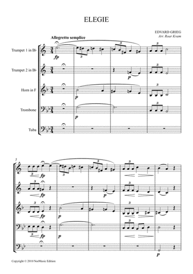 E. Grieg: Elegie (Brass Quintet) (arr. Roar Kvam)