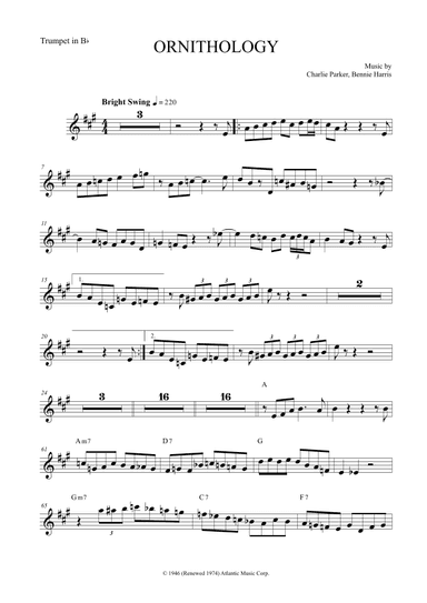 Ornithology (arr. The Sheet Music Library)