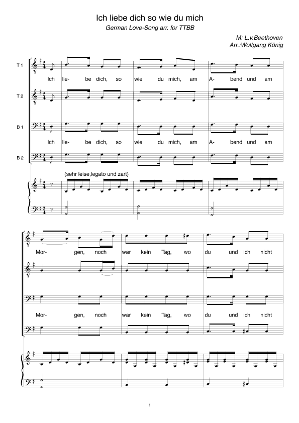 Ich liebe dich so wie du mich (arr. Wolfgang König)