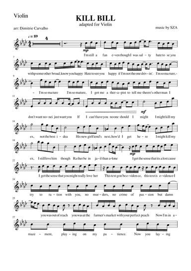 Kill Bill (arr. Dimitrie Carvalho)