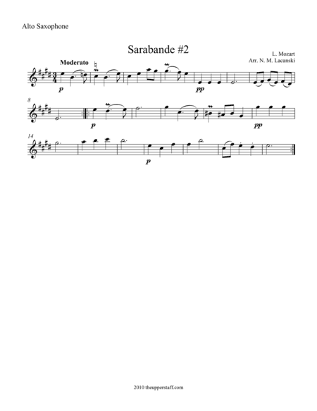 Sarabande #2 (arr. Nick Lacanski)