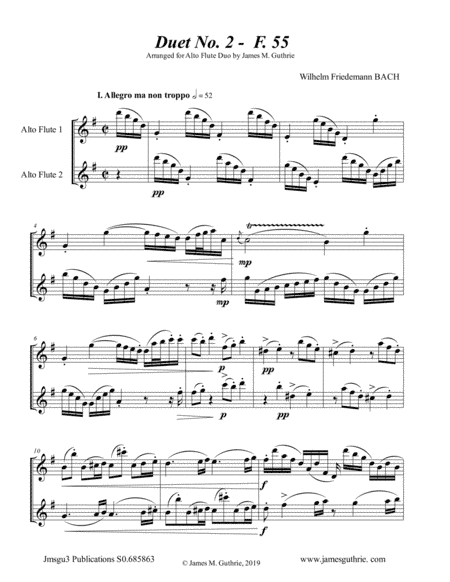 WF Bach: Duet No. 2 for Alto Flute Duo (arr. James M. Guthrie, ASCAP)
