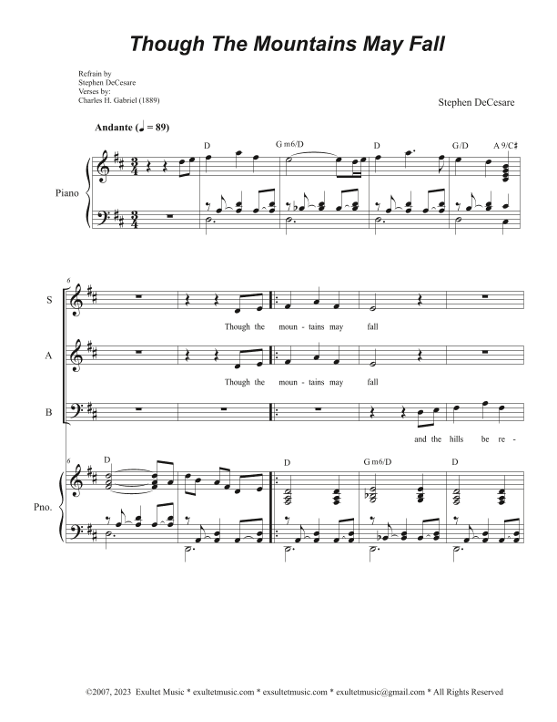 Though The Mountains May Fall (Vocal Trio - (SAB)