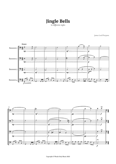 Jingle Bells in Different Styles for Bassoon Quartet (arr. Ander)