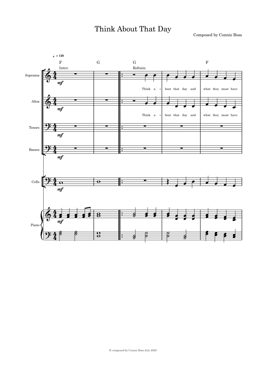 Think About That Day (Christmas) - SATB cello with parts and piano