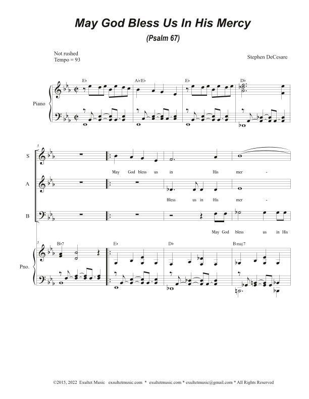May God Bless Us In His Mercy (Psalm 67) (Vocal Trio - (SAB)