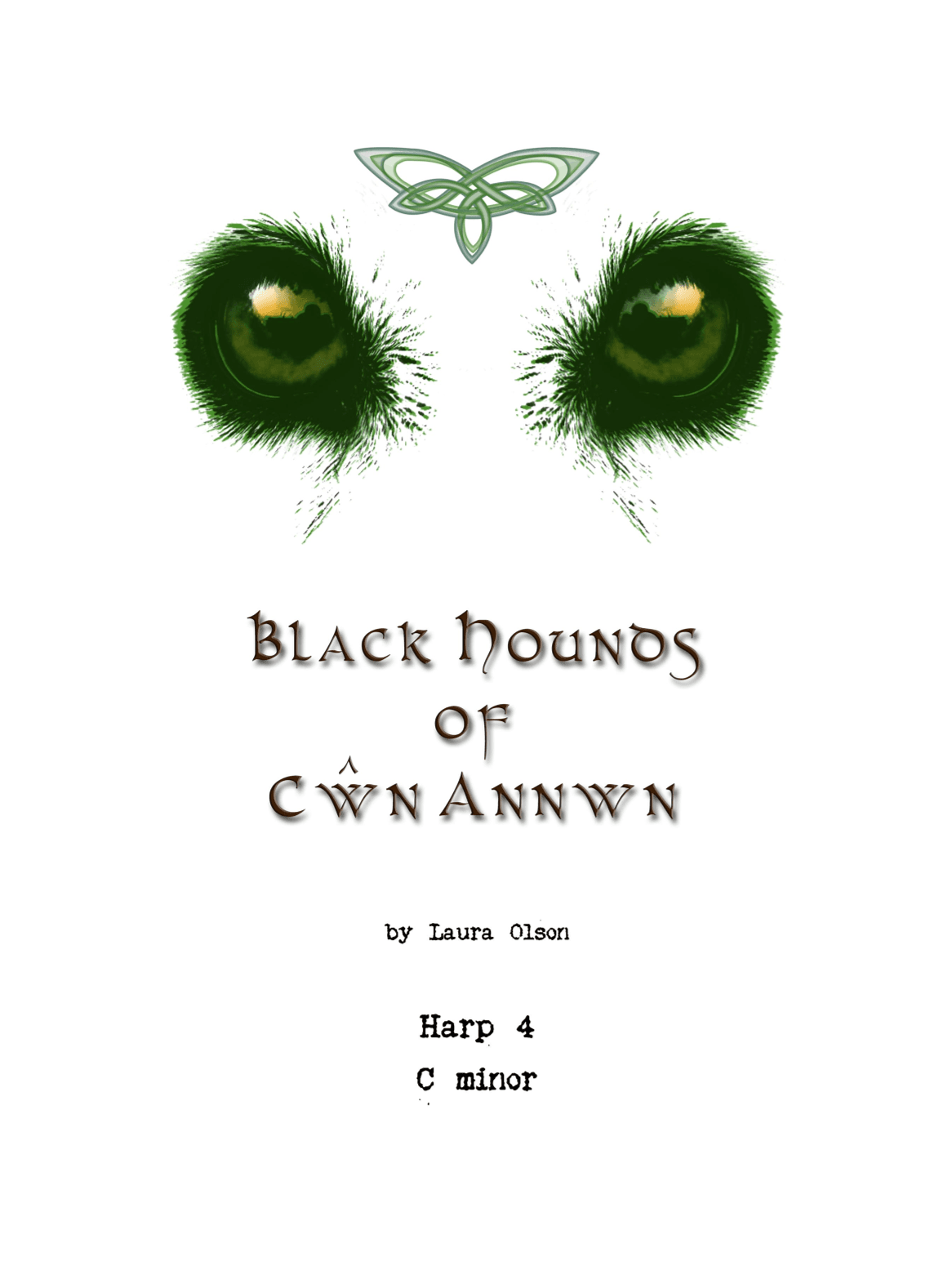 Black Hounds of Cwn Annwn for Harp Ensemble (C minor)-Harp 4 part only