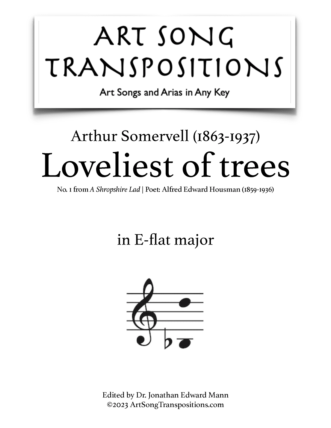 SOMERVELL: Loveliest of trees (transposed to E-flat major) (arr. ArtSongTranspositions.com)
