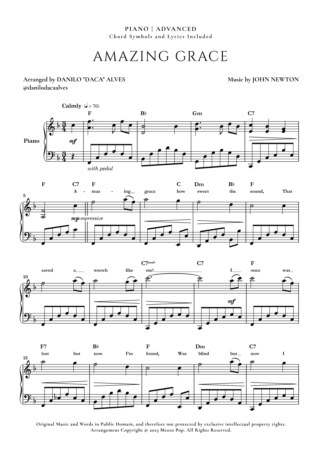 Amazing Grace (arr. Danilo "Daca" Alves)