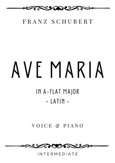 Schubert - Ave Maria in A-flat Major - Intermediate (arr. Piacere Music Sheets)