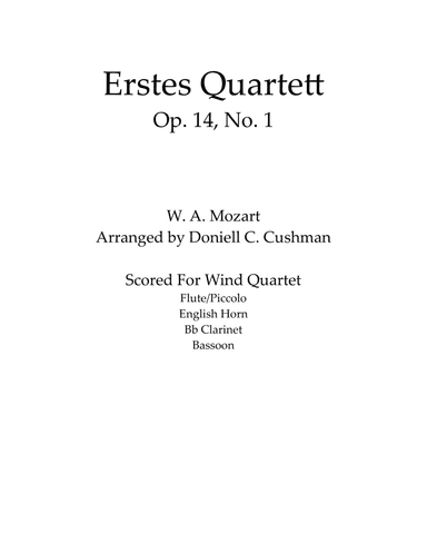 Erstes Quartett, Op. 14, No. 1 (arr. Doniell Cushman)