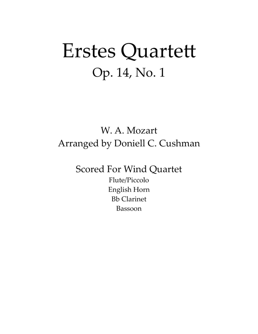 Erstes Quartett, Op. 14, No. 1 (arr. Doniell Cushman)