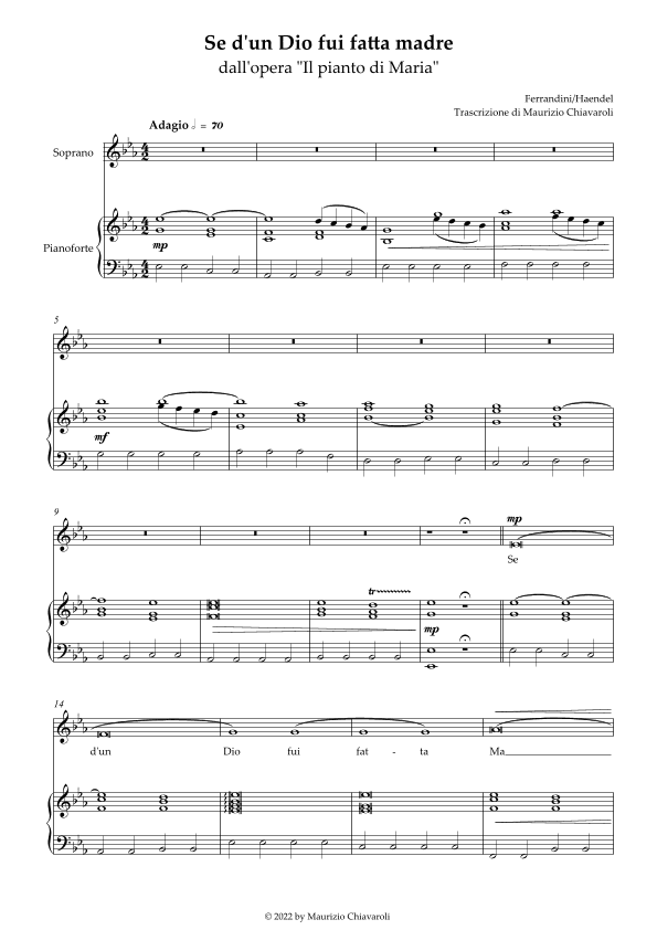 Se d'un Dio fui fatta Madre (arr. Maurizio Chiavaroli)