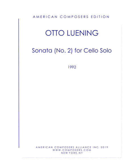 [Luening] Sonata (No. 2) for Cello Solo