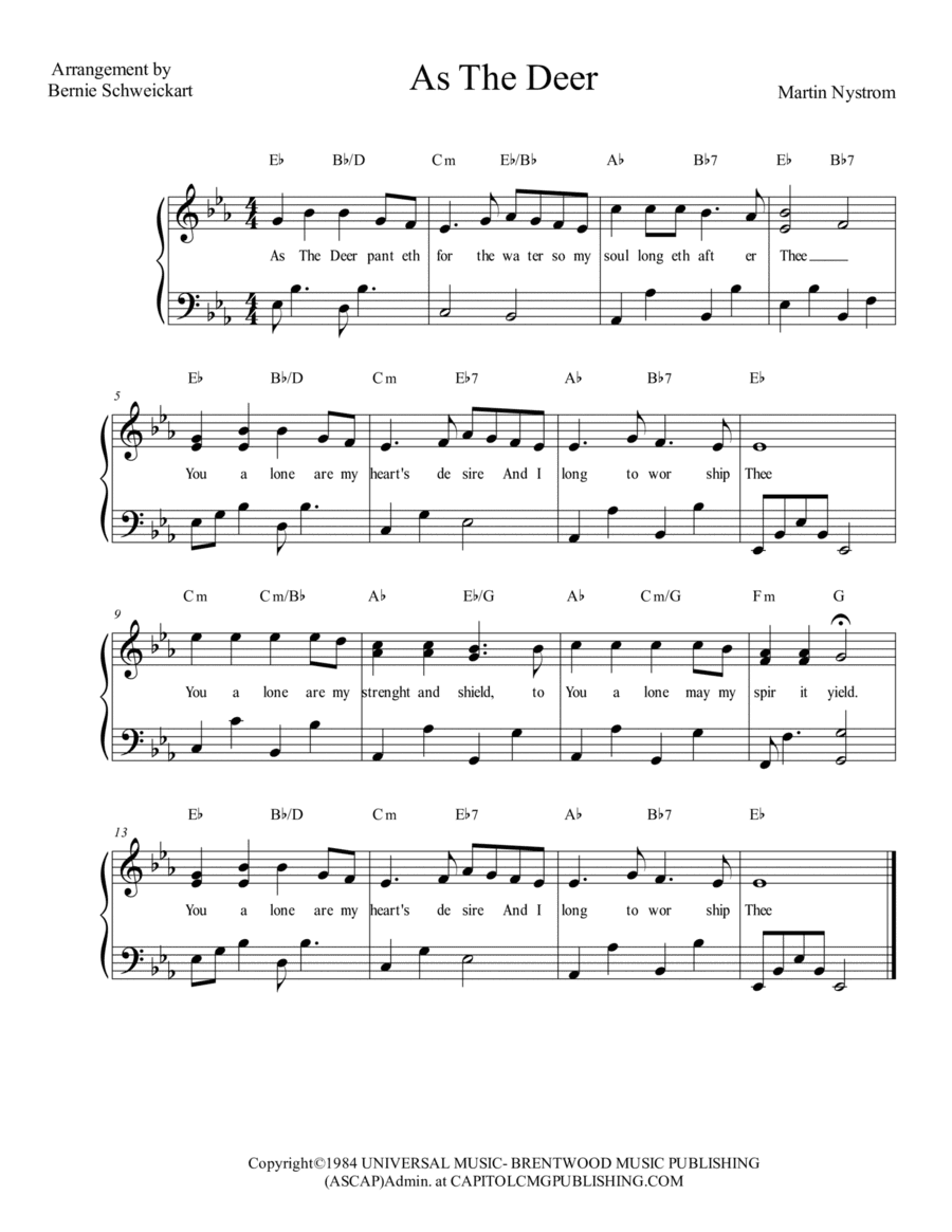 As The Deer (arr. Bernie Schweickart)