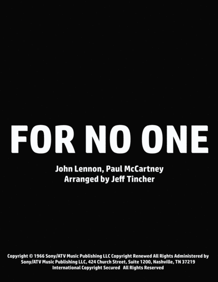 For No One (arr. Jeff Tincher)