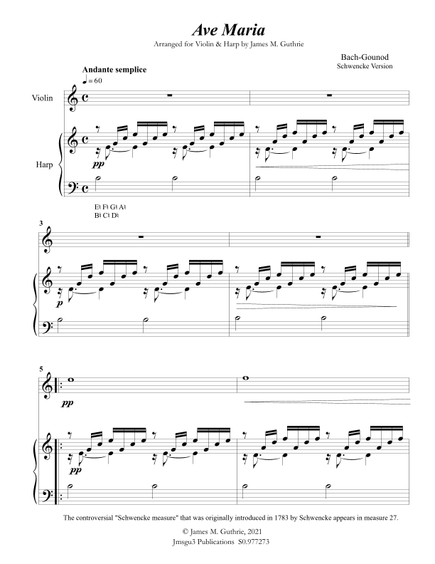 Bach-Gounod: Ave Maria for Violin & Harp (arr. James M. Guthrie)
