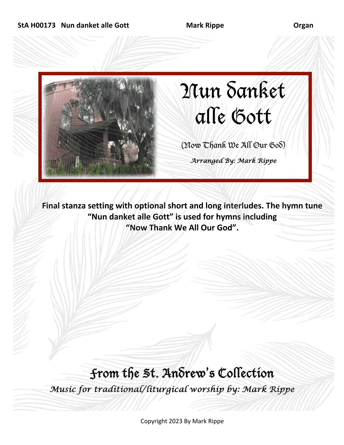 Nun danket alle Gott (Now Thank We All Our God) StA H00178 (arr. Mark Rippe)