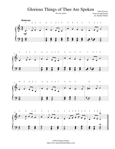 Glorious Things of Thee Are Spoken - for easy piano (arr. Samuel Stokes)