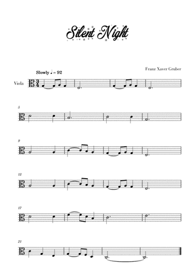 Silent Night (for Viola) (arr. Cadenza Editions)